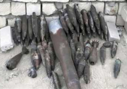 العثور على 46 دانة مدفع حرب اسفل احد المنازل بالقناطر الخيرية