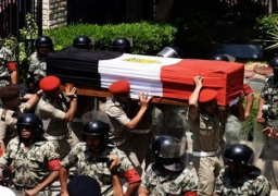 جنازة عسكرية لشهيدى الشرطة في حادث تصادم بقليوب