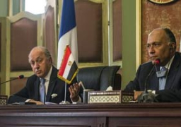 شكرى وفابيوس يعقدان مؤتمرا صحفيا بمقر الرئاسة