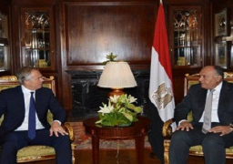 شكري وبلير يبحثان سبل تحريك عملية السلام بين الجانبين الفلسطيني والاسرائيلي