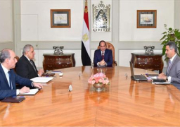 السيسي يجتمع بمحلب والجيوشى لاستعراض موقف المشروعات القومية لتطوير شبكة الطرق والموانئ