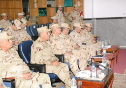 الفريق / محمود حجازى يشهد إحدى المراحل الرئيسية للمشروع التكتيكى الذى تنفذه إحدى تشكيلات المنطقة الشمالية العسكرية