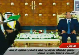 بالفيديو ..الرئيس السيسى وعاهل البحرين يشهدان توقيع عدد من الاتفاقيات