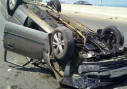مصرع سيدة وإصابة 9 آخرين فى انقلاب سيارتين بطريق القطامية ـ العين السخنة
