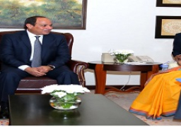 السيسى يستقبل وزيرة خارجية الهند بمقر إقامته في نيودلهي