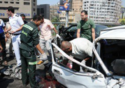 توقف حركة المرور بسبب تصادم سيارتين بكوبرى أكتوبر