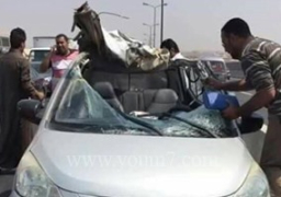 توقف حركة المرور بسبب حادث تصادم سيارتين بمحور صفط اللبن