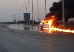 إعادة فتح الطريق الدائرى بعد رفع حطام انقلاب سيارة مواد بترولية بمسطرد