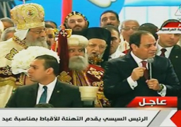 بالفيديو.. السيسي من الكاتدرائية: العام القادم سيشهد أكبر مسجد وكنيسة بالعاصمة الإدارية