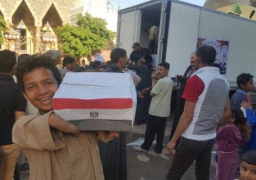 بالصور .. توزيع 500 كرتونة سلع تموينية بمركز الغنايم
