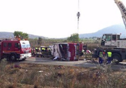 مصرع 10 أشخاص في حادث انقلاب حافلة بالصين