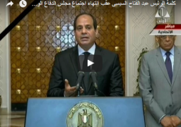 بالفيديو : كلمة الرئيس عبد الفتاح السيسى عقب انتهاء اجتماع مجلس الدفاع الوطنى
