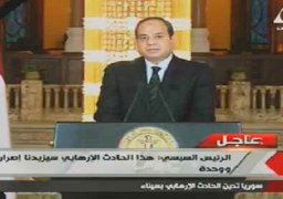 بالفيديو..السيسي: سنرد بقوة “غاشمة” على حادث العريش الإرهابي