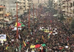 مظاهرة حاشدة في عفرين ضد العملية العسكرية التركية