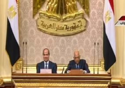 رئيس البرلمان يلقى خطاب الوطنية للانتخابات بفوز السيسى بجلسة التنصيب