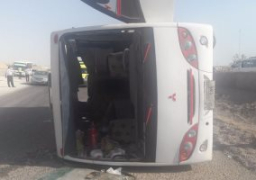 وزيرة الصحة تتابع حادث اصابة 14 طالب فى انقلاب اتوبيس بطريق القاهرة السويس