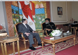السيد محمود توفيق وزير الداخلية يقوم بزيارة البابا تواضرس الثانى لتقديم واجب العزاء فى شهداء الوطن