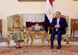 الرئيس عبد الفتاح السيسي يستقبل السيدة إيلين جونسون رئيسة ليبيريا السابقة ورئيسة الفريق الأفريقي المعني بالهجرة