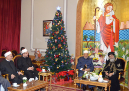 شيخ الأزهر ووزير الأوقاف والمفتى يهنئون البابا تواضروس بالعام الميلادى الجديد