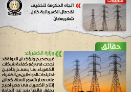 الحكومة تنفي ما تردد حول تخفيف الأحمال الكهربائية خلال شهر رمضان