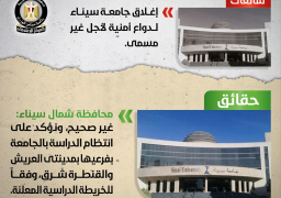 مجلس الوزراء ينفي إغلاق جامعة سيناء لدواع أمنية لأجل غير مسمى