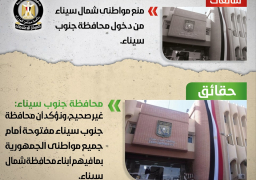 مجلس الوزراء ينفي منع مواطني شمال سيناء من دخول محافظة جنوب سيناء