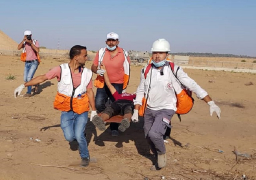 بالصور..إصابة 5 فلسطينيين بنيران الاحتلال بمسيرات العودة على حدود غزة