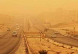 غلق طريق السويس – الزعفرانة لوجود عاصفة ترابية