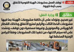 الحكومة: لا صحة لتوقف العمل بمشروعات الأنفاق بسبب “كورونا”