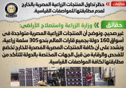 الحكومة تنفي حظر تداول المنتجات الزراعية المصرية بالخارج
