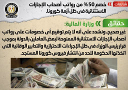 الحكومة تنفي خصم 50% من رواتب أصحاب الأجازات الاستثنائية بأزمة كورونا