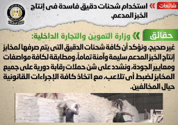 التموين : لا صحة لاستخدام شحنات دقيق فاسدة في إنتاج الخبز المدعم