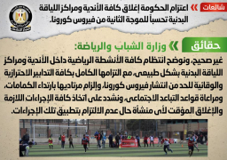 الحكومة تنفي إغلاق الأندية ومراكز اللياقة البدنية تحسباً لكورونا