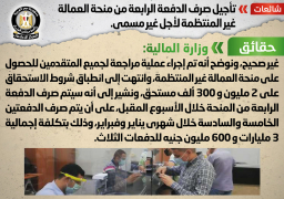 الحكومة تنفي تأجيل صرف الدفعة الرابعة من منحة العمالة غير المنتظمة