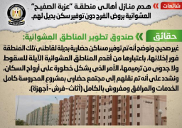 الوزراء ينفى هدم منازل عزبة الصفيح العشوائية دون توفير سكن بديل لهم