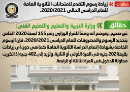 الحكومة تنفى زيادة رسوم التقدم لامتحانات الثانوية العامة للعام الدراسي الحالي 2020/2021