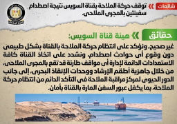 “الوزراء” ينفى توقف حركة الملاحة بقناة السويس نتيجة اصطدام سفينتين
