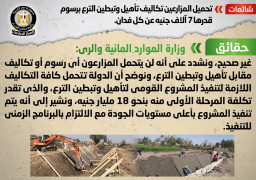 الحكومة تنفى تحميل المزارعين تكاليف تأهيل وتبطين الترع