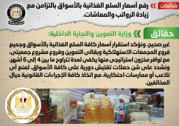 الحكومة تنفي رفع أسعار السلع الغذائية بالأسواق بالتزامن مع زيادة الرواتب والمعاشات