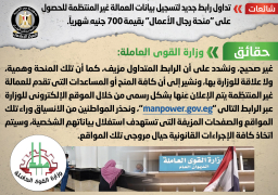 الحكومة تنفى اطلاق رابط جديد لتسجيل بيانات العمالة غير المنتظمة للحصول على “منحة رجال الأعمال”