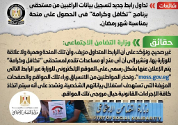 الحكومة تنفى وجود رابط جديد لبيانات مستحقي “تكافل وكرامة” لمنحة رمضان