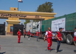 الهلال الأحمر المصري يطلق معونةالدعم الإغاثي العاجل الرابعةللفلسطينين