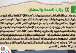 الحكومة تنفي إصدار شهادات “QR Code” الخاصة بتطعيمات لقاحات كورونا للمسافرين دون تلقيهم اللقاح