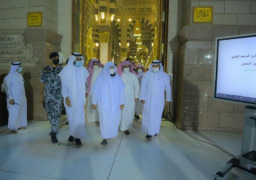 رئيس شؤون الحرمين يطلق مشروع شاشات الأبواب الرئيسية بالمسجد النبوي