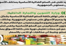 شائعة: وجود نقص في السلع الغذائية الأساسية بمختلف الأسواق على مستوى الجمهورية