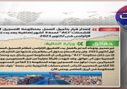 إصدار قرار بتأجيل العمل بمنظومة التسجيل المسبق للشحنات”ACI” لمدة 3 أشهر