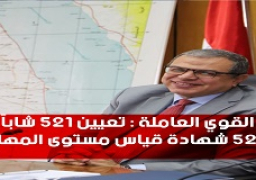 القوي العاملة : تعيين 521 شاباً واستخراج 522 شهادة قياس مستوى المهارة بالفيوم