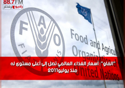 “الفاو”: أسعار الغذاء العالمي تصل إلى أعلى مستوى له منذ يوليو2011