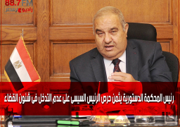 رئيس المحكمة الدستورية يثمن حرص الرئيس السيسى على عدم التدخل فى شئون القضاء