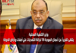 وزير التنمية المحلية يتلقى تقريراً عن أعمال الموجة 18 لإزالة التعديات علي أملاك وأراض الدولة